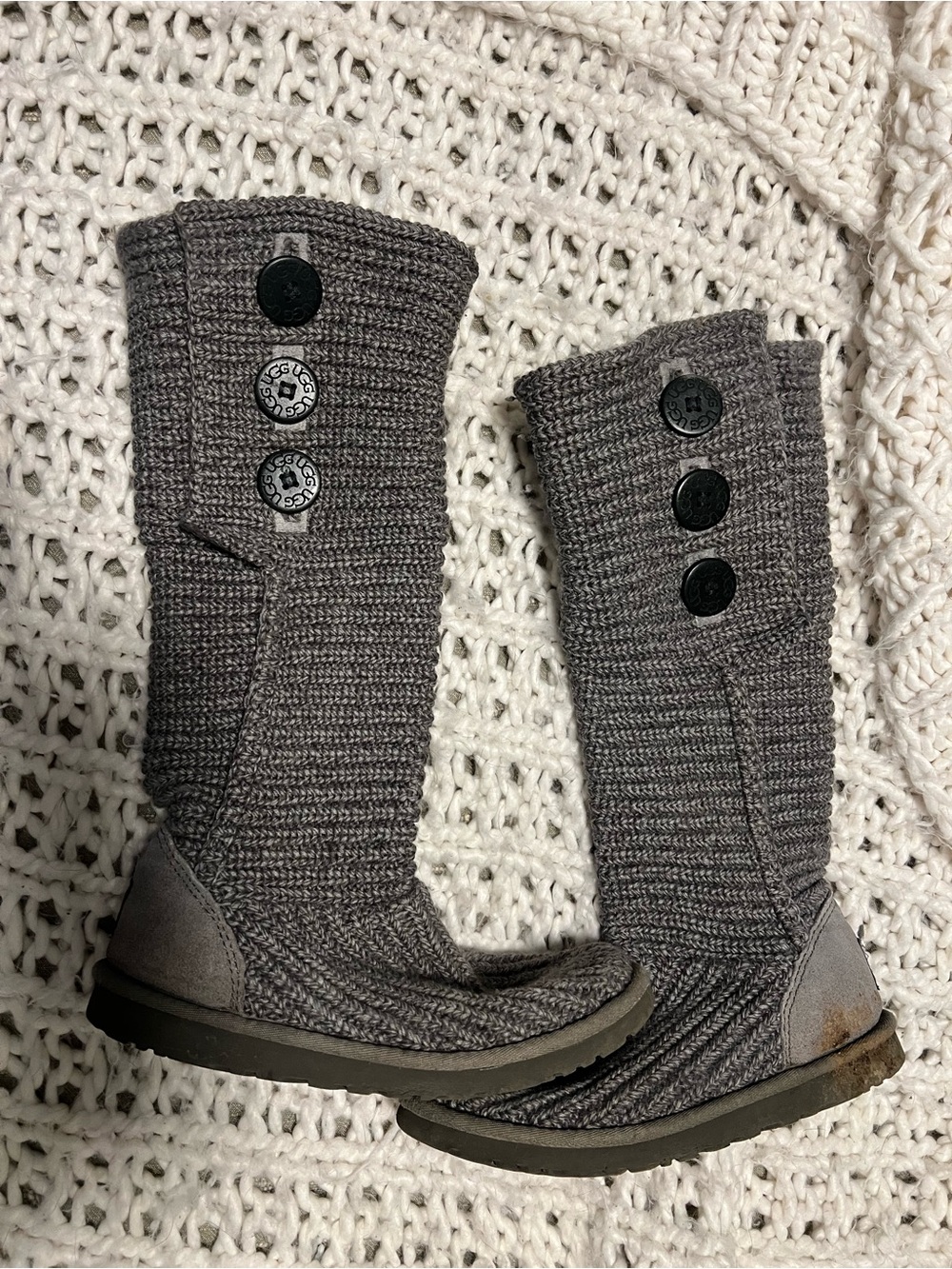 UGG Cardy Knit Boots Gray US 3